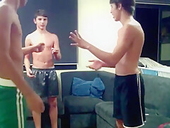 Sweet cute boys plays on striptease