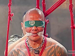 Damian Dragon In Bound Muscular Jerks Off Massive Cock