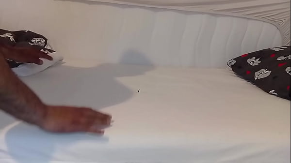 I fuck the mattress and ejaculate a lot of cum on the waterproof sheet
