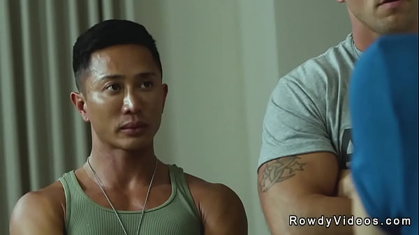 Gay recruit suck and fuck in threesome with couple