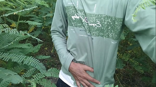 Horny boy jerking cock in grass field in outdoor (bigcock584)